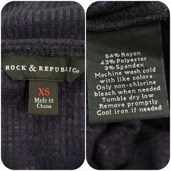 Rock & Republic Runch Wrap Rib-Knit Top(K010)- Size XS for Women - Picture 6 of 7